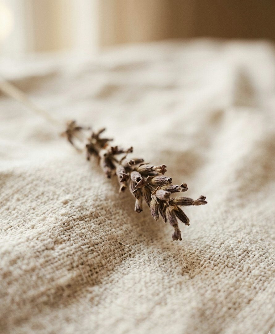 Gedroogde lavendel op linnen