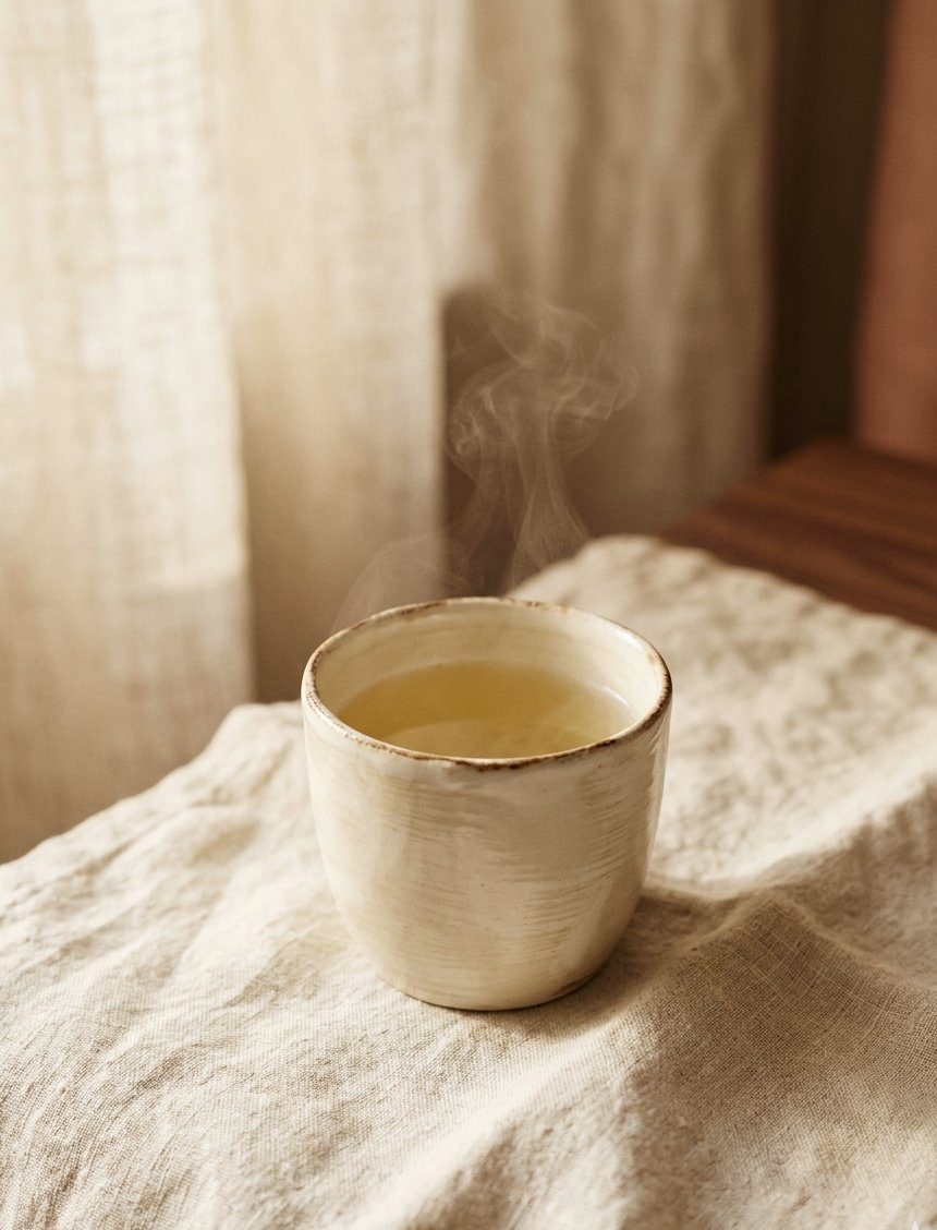 Citroenverbena thee in een keramieken kopje